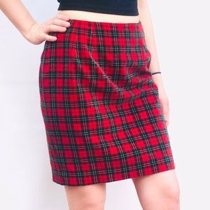 Talbots 90s vintage Red Scottish plaid tartan mall goth punk mini skirt clueless